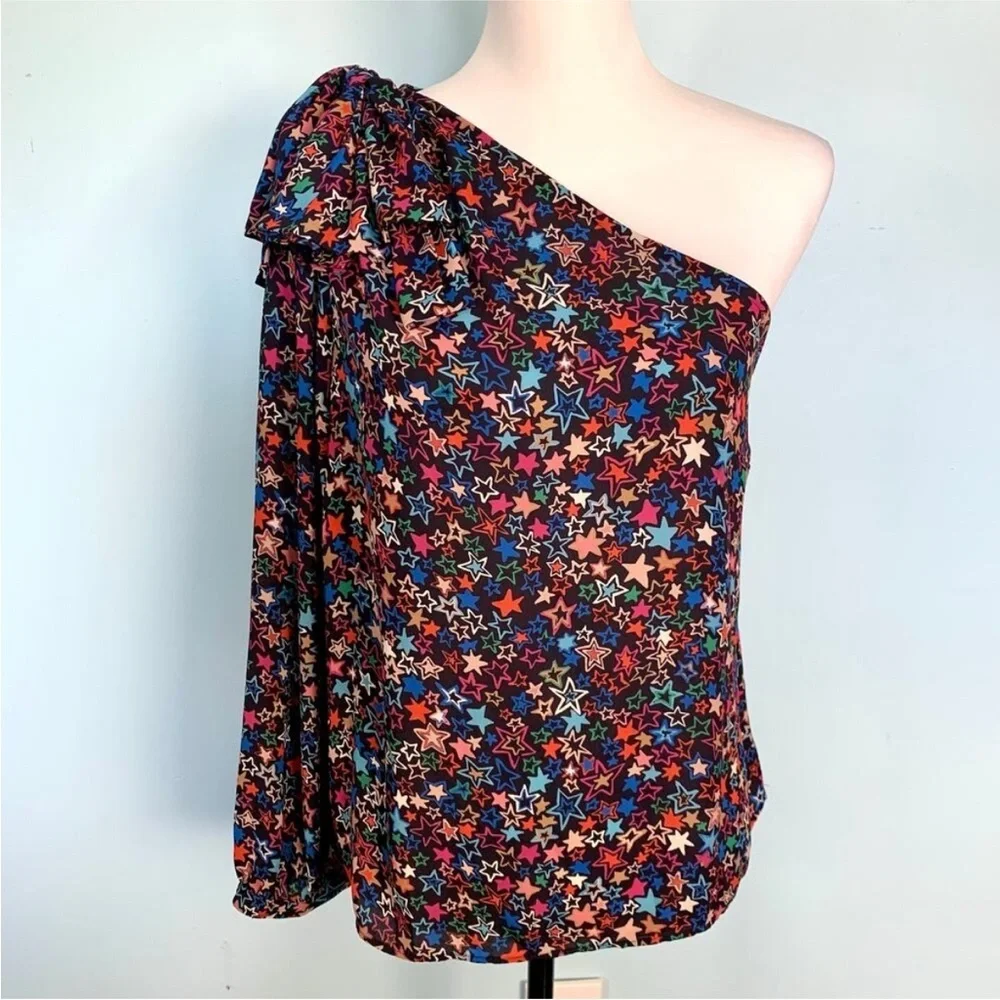 J. Crew One Shoulder Top in Kaleidoscope Star Print